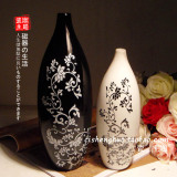 新品推荐 欧式现代装饰摆件花瓶 陶瓷工艺品 摆设品 黑白经典