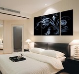 包邮现代简约客厅卧室餐厅挂画壁画无框画装饰画三联画 黑白 抽象