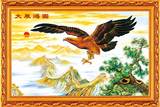 国画动物 纸质年画墙画035 横副长城鹰 客厅书房装饰 大展鸿图