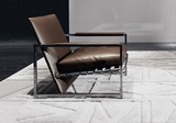 简约时尚创意单人休闲沙发椅 北欧真皮/pu不锈钢椅子样板房间定制