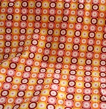 外贸余料 橘色圆圈纯棉厚帆布料 床单窗帘沙发套桌布手工包