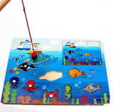 婴幼彩色木制磁性拼图拼板玩具磁性钓鱼海底世界儿童拼图益智玩具