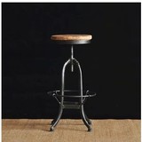 法式乡村风格实木家具铁艺做旧复古酒吧椅/咖啡馆铁架吧凳旋转椅
