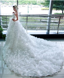 韩式公主新娘拖尾婚纱礼服韩版冬季结婚新款2015婚礼大码孕妇可穿