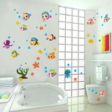 海底世界总动员浴室瓷砖防水墙壁贴画卡通儿童房卫生间玻璃门贴纸