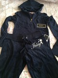 【现货】美国代购JUICY橘滋海军/深蓝色净色连帽套装上衣XS裤子XS