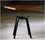 美式复古LOFT风格实木咖啡桌方桌升降餐桌咖啡厅桌椅奶茶店洽谈桌