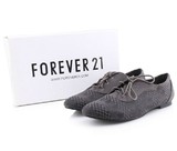Forever 21外贸大牌英伦气质系带尖头单鞋女鞋平跟绒面欧美大码鞋