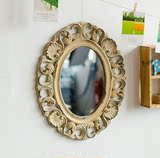 欧式复古巴洛克做旧镂空浮雕木质壁挂梳妆镜子 可悬挂浴室化妆镜