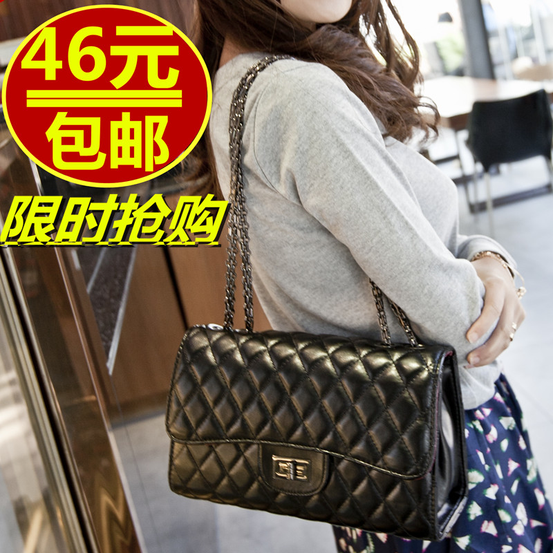 韩版2014新款潮流欧美大牌女式包包袋菱格链条单肩包邮时尚女包