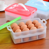创意便携塑料双层鸡蛋收纳盒 24格厨房冰箱鸡蛋保鲜盒 储物盒