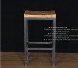 创意美式实木做旧铁艺酒吧椅吧椅复古高脚椅子吧台凳子咖啡休闲椅