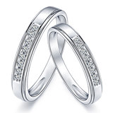 定制18K白金 排钻群镶钻石结婚情侣戒指男士女士戒指 对戒