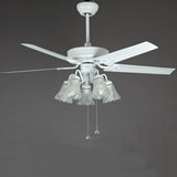 白色铁叶吊扇灯风扇灯52寸/简洁时尚客厅带灯扇大风力带灯5叶五灯