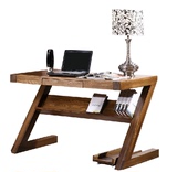 宜家简约时尚纯全实木电脑桌 白橡木书房家具写字台个性Z型书桌