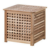 IKEA宜家代购霍尔实木储物收纳箱网格整理桌储物边桌茶几正品家居