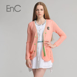 代购EnC正品 纯色简约针织开衫 百搭长袖毛衣EHCK33712C