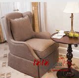 特价 白色麻布法式地中海简约现代单人客厅布艺沙发老虎椅小户型