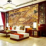 定制中式客厅沙发背景墙壁纸 书房办公室酒店大型壁画清明上河图