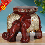 欧美英式仿红木色雕塑琥珀色宝石镶嵌大象穿换鞋凳梳妆凳结婚礼物