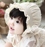 T331 韩国春款 纯棉蕾丝弹力花边 婴儿帽 宝宝帽 新款公主帽子