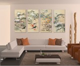 中国风水墨画 客厅书房办公室博物馆 装饰画沙发后墙壁三联无框画