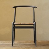 美式乡村铁艺餐椅 复古实木桌椅 办公室椅子休闲椅 防锈做旧椅子