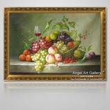 古典静物油画 纯手绘红酒水果葡萄有框画  餐厅配电箱挂画 GN1047