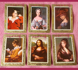 绒绣世界名画 蒙娜丽莎等 年历片年历卡套卡 6张全1980年冲5钻