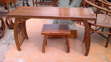 明清古典中式家具-非洲花梨木琴桌2件套/花梨木小茶桌/实木琴卓