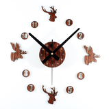 立体DIY个性挂钟卡通动物墙贴时钟表 创意时尚客厅儿童房可爱壁钟