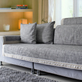 简约灰色沙发垫四季加厚防滑沙发巾 纯色棉麻灰布艺全棉沙发坐垫