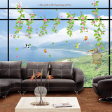 DIY可移除墙贴画客厅沙发电视背景环保装饰贴纸壁纸小鸟绿色家园