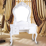现代简约欧式梳妆台卧室小户型实木组装化妆桌公主法式白色烤漆