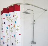 弧形浴帘杆+浴帘 卫生间不锈钢L扇型浴室窗帘杆套装 送挂环可定做