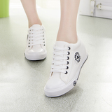 2016新款韩版内增高女帆布鞋女生布鞋系带女士平底休闲学生运动鞋