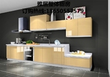 上海厨房晶钢板门板定制 石英石不锈钢台面 一字型 整体厨柜定制