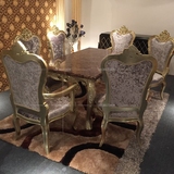 欧式实木餐桌 一桌6椅客厅家具长方形大理石餐台新古典餐桌椅组合