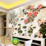 新款壁画3D立体墙纸电视沙发背景墙壁纸墙布定制玉雕家和花卉壁布