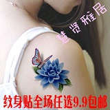 3D立体彩色纹身贴纸防水女花朵蝴蝶性感持久遮疤痕大张纹身贴