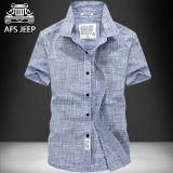 AFS JEEP衬衫男短袖寸衫青年夏季薄款纯棉牛津纺宽松大码休闲衬衣