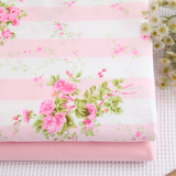韩式纯棉斜纹布料床品面料粉色花朵床上用品床单被套手工DIY新