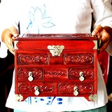 红木首饰盒原创中式珠宝盒镜箱化妆盒收纳盒大红酸枝实木带锁包邮