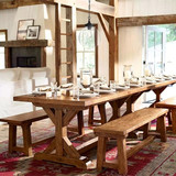 复古铁艺纯实木餐桌餐厅桌椅做旧长桌酒店桌大班桌客厅茶几办公桌
