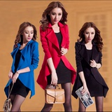 2016春季韩版女装大码气质韩版长袖小西装外套背心连衣裙两件套