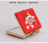 绣花化妆镜旅游纪念品广告促销赠品便携双面镜子复古中国风小礼品