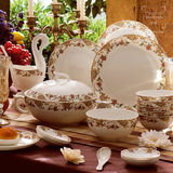 碗碟套装 景德镇餐具陶瓷器56头骨瓷高档中式碗盘子家用欧式碗筷