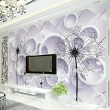 立体卧室客厅沙发背景墙壁画无纺布壁纸紫色蒲公英大型壁画3D欧式