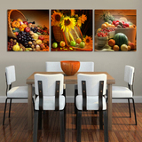 田园蔬菜店水果店餐厅装饰画三联无框画现代简约厨房墙画壁画挂画