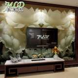 大型壁画墙纸3D浮雕玉石花 客厅沙发电视背景墙壁纸壁画3D视觉
